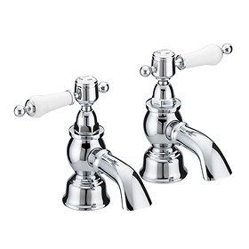 Heritage - Glastonbury Bath Pillar Taps - Chrome - TGRC01 Large Image