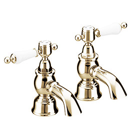 Heritage - Glastonbury Bath Pillar Taps - Vintage Gold - TGRG01 Large Image