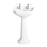 Heritage - Granley Cloakroom Basin & Pedestal - 1 or 2 Tap Hole Options Large Image