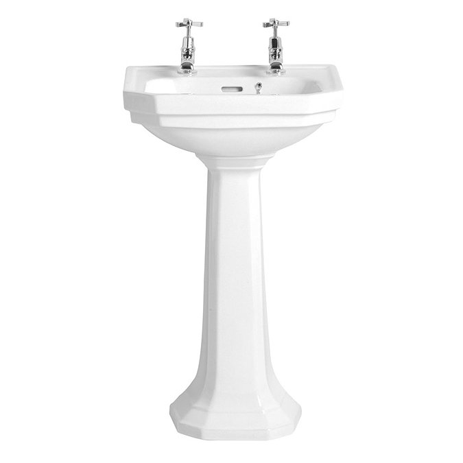 Heritage - Granley Deco 2TH Cloakroom Basin & Tall Pedestal Large Image