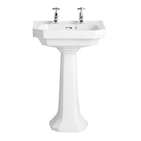 Heritage - Granley Deco 55cm 2TH Basin & Pedestal Large Image