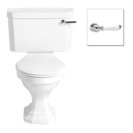 Heritage - Granley Deco Close Coupled Standard Height WC & Landscape Cistern with Traditional Chrome
