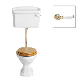 Heritage - Granley Low-level WC & Gold Flush Pack with Traditional Gold Cistern Lever Large Image