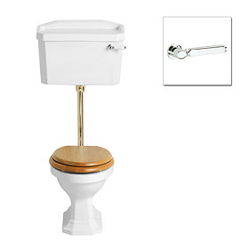 Heritage - Granley Low-level WC & Gold Flush Pack with Deco Cistern Lever Large Image