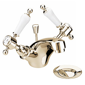 Heritage - Glastonbury Mono Basin Mixer with Pop-up Waste - Vintage Gold - TGRG04 Large Image