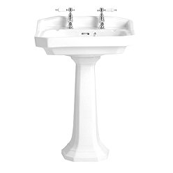 Heritage - Granley Standard Basin & Pedestal - Various Tap Hole Options Large Image