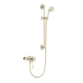 Heritage Hartlebury Exposed Shower with Premium Flexible Riser Kit - Vintage Gold - SHDDUAL10 Large 