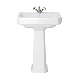 Heritage Hatton 630mm 1TH Basin + Full Pedestal