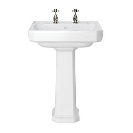Heritage Hatton 630mm 2TH Basin + Full Pedestal
