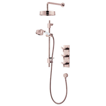 Heritage Hemsby Rose Gold Recessed Shower with Deluxe Fixed Head and Flexible Kit - SHPRGDUAL01  Profile Large Image