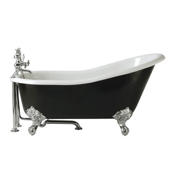 Heritage Kent 2TH Slipper Cast Iron Bath (1550x765mm) with Feet Large Image