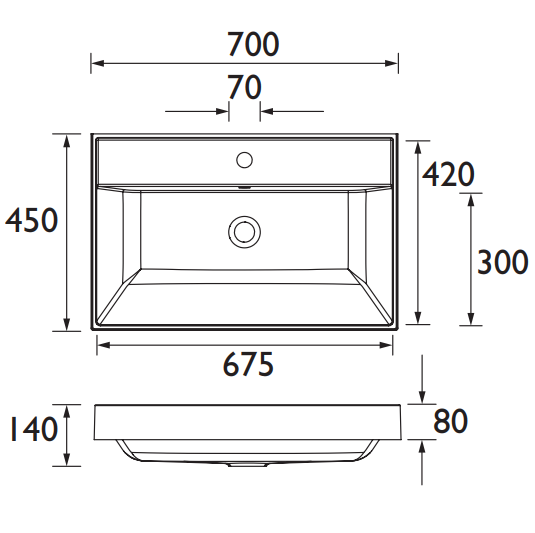 Heritage Kirkham 1TH Basin for Wall Hung Vanity Unit