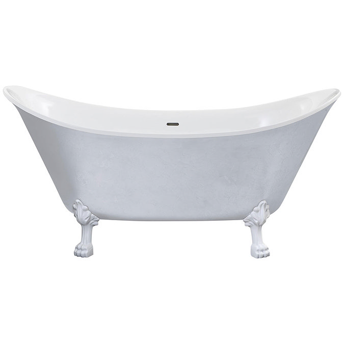 Heritage Lyddington Freestanding Acrylic Bath (1730 x 750mm) with Feet - Stainless Steel Effect Feat