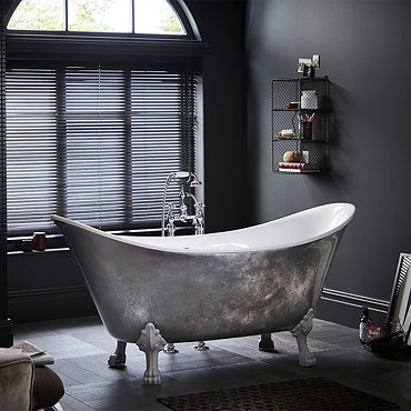Heritage Lyddington Freestanding Acrylic Bath (1730 x 750mm) with Feet - Stainless Steel Effect Prof