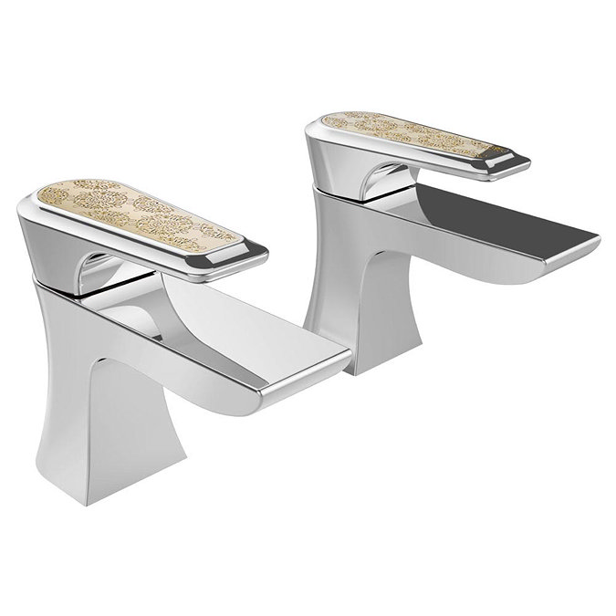 Heritage Lymington Lace Gold Bath Pillar Taps - TLYCG01 Large Image