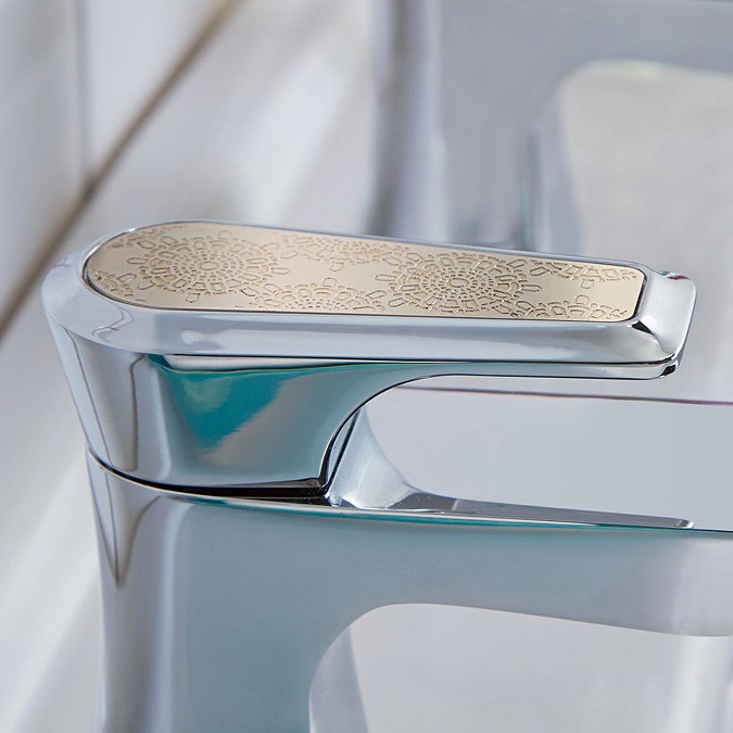 Heritage Lymington Lace Gold Mono Basin Mixer with Clicker Waste - TLYCG04 Profile Large Image