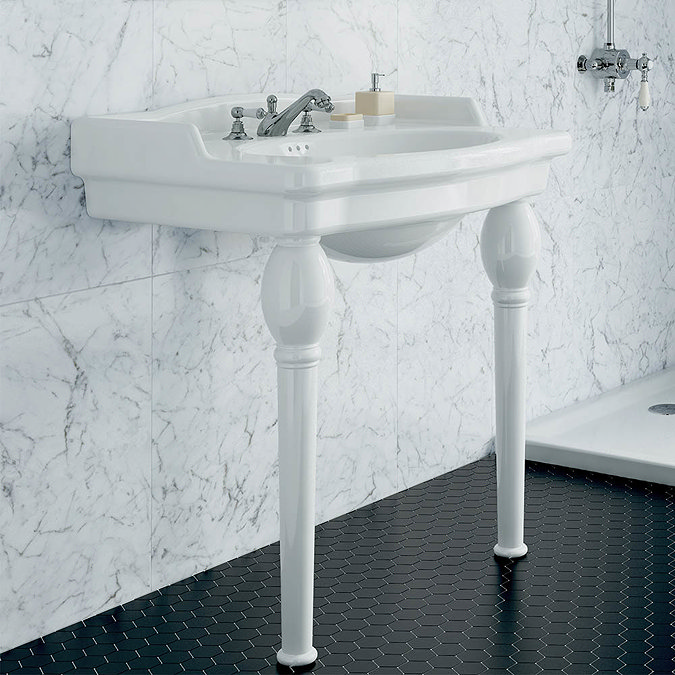 Heritage - New Victoria 3TH Standard Basin & Console Legs In Bathroom Large Image