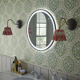Heritage Newick Black 590mm Illuminated Circular Mirror with Demister Pad - MNEBL590 Large Image