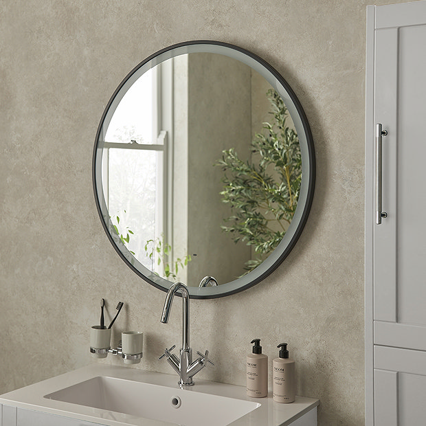 Heritage Newick Black 800mm Illuminated Circular Mirror with Demister
