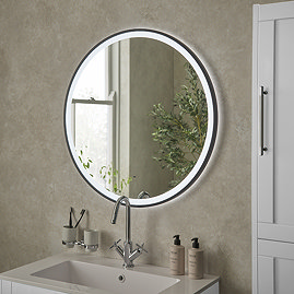 Heritage Newick Black 800mm Illuminated Circular Mirror with Demister Pad - MNEBL800 Large Image