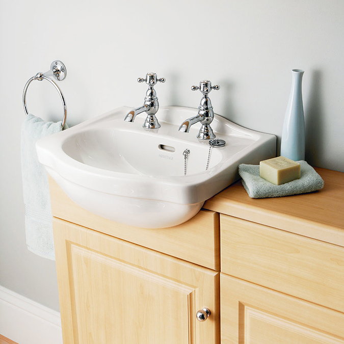 Heritage - Rhyland 2TH Cloakroom Semi-Recessed Basin Profile Large Image