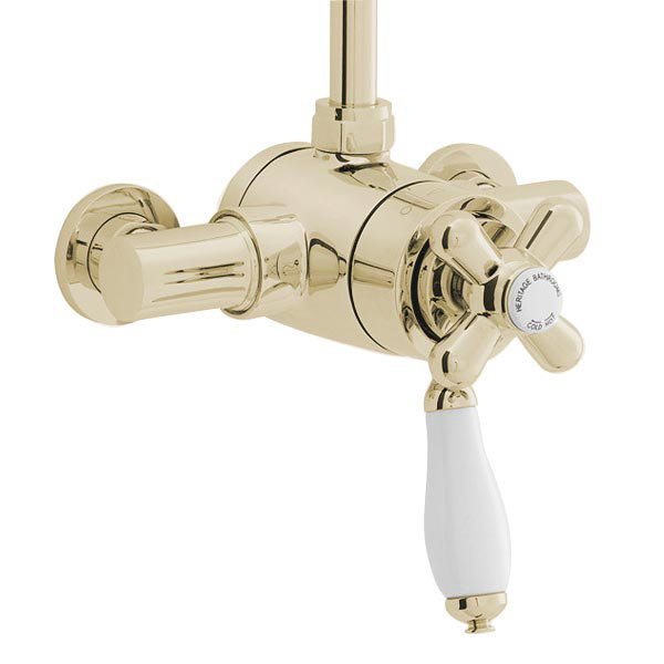 Heritage - Ryde Dual Control Exposed Mini Valve With Top Outlet - Vintage Gold Large Image