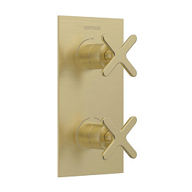Heritage Salcombe 2 Outlet Twin Concealed Thermostatic Shower Valve - Brushed Brass
