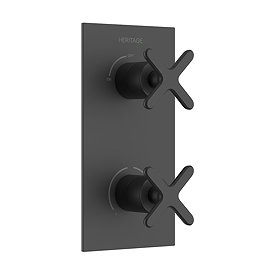 Heritage Salcombe 2 Outlet Twin Concealed Thermostatic Shower Valve - Matt Black