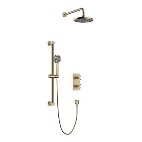 Heritage Salcombe Concealed Thermostatic Shower with Fixed Head and Flexible Kit - Brushed Brass