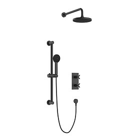 Heritage Salcombe Concealed Thermostatic Shower with Fixed Head and Flexible Kit - Matt Black