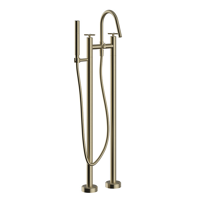 Heritage Salcombe Floor Standing Bath Shower Mixer - Brushed Brass