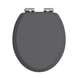Heritage Soft Close Toilet Seat with Vintage Chrome Hinges - Graphite