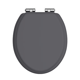 Heritage Soft Close Toilet Seat with Vintage Chrome Hinges - Graphite