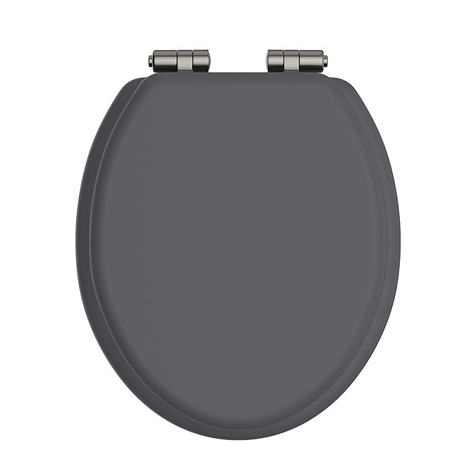 Heritage Soft Close Toilet Seat with Brushed Nickel Hinges - Graphite