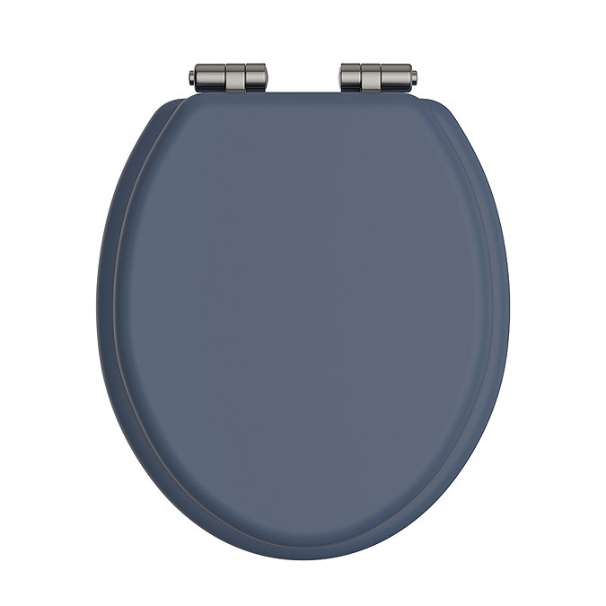 Heritage Soft Close Toilet Seat with Brushed Nickel Hinges - Maritime Blue