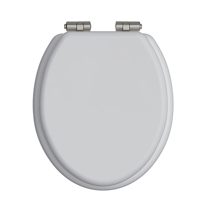 Heritage Soft Close Toilet Seat with Brushed Nickel Hinges - White Gloss
