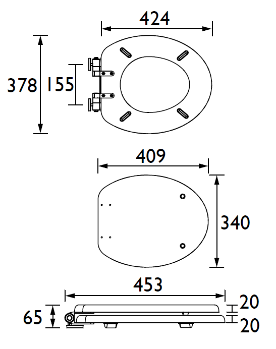 Heritage Soft Close Toilet Seat with Matt Black Hinges