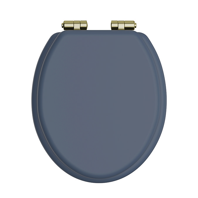Heritage Soft Close Toilet Seat with Vintage Gold Hinges - Maritime Blue