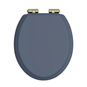 Heritage Soft Close Toilet Seat with Vintage Gold Hinges - Maritime Blue