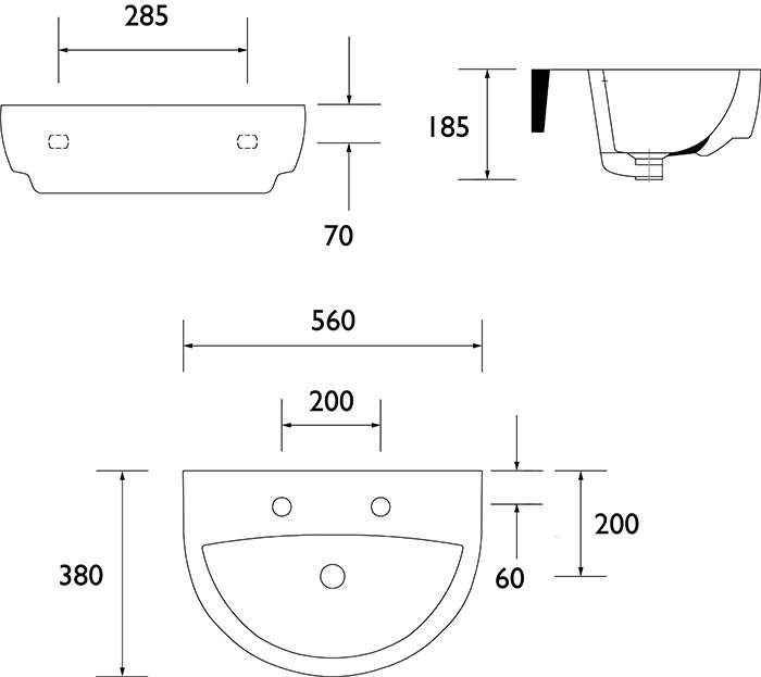 Heritage Stamford 560mm 2TH Basin + Full Pedestal