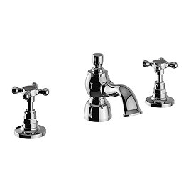 Heritage Trinity 3 Hole Basin Mixer with Pop-up Waste - Chrome