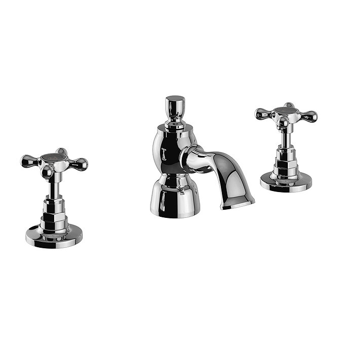 Heritage Trinity 3 Hole Basin Mixer with Pop-up Waste - Chrome