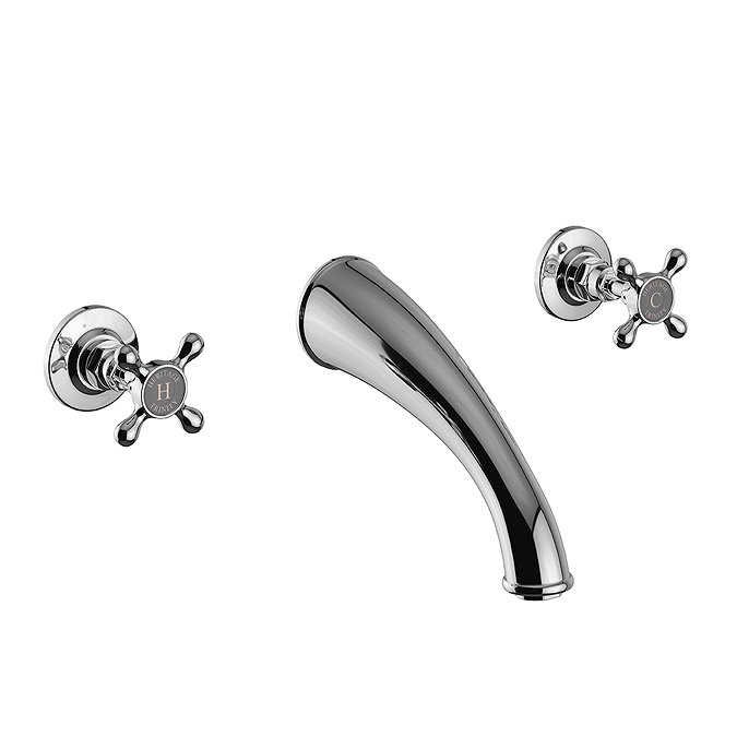 Heritage Trinity 3 Taphole Wall Mounted Bath Filler - Chrome