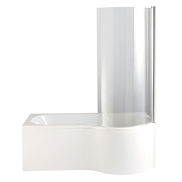Heritage Unity Curved Shower Bath w Screen & White Front Panel - 1500mm Profile Large Image