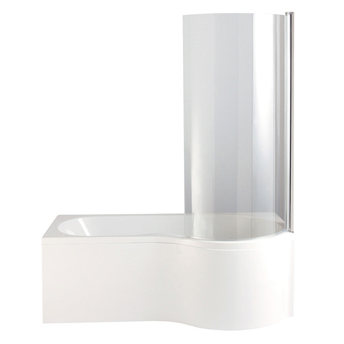 Heritage Unity Curved Shower Bath w Screen & White Front Panel - 1700mm Large Image