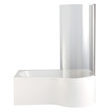 Heritage Unity Curved Shower Bath w Screen & White Front Panel - 1700mm Profile Large Image