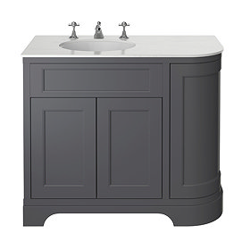 Heritage Wilton Graphite 1000mm Corner LH Vanity with White Marble Effect Basin Top