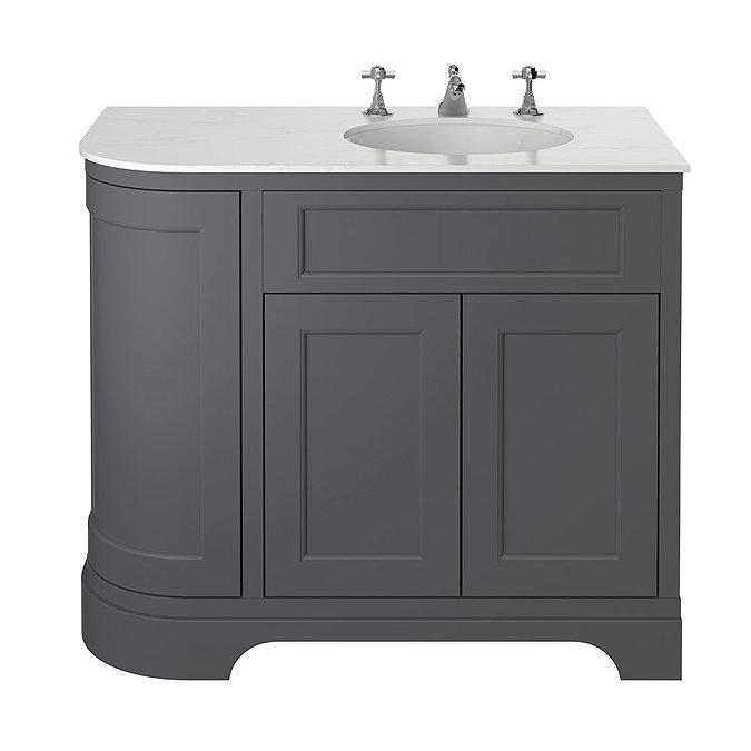 Heritage Wilton Graphite 1000mm Corner RH Vanity with White Marble Effect Basin Top