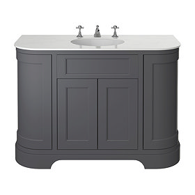 Heritage Wilton Graphite 1200mm Curved Vanity with White Marble Effect Basin Top