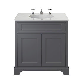 Heritage Wilton Graphite 800mm Freestanding Vanity with White Marble Effect Basin Top